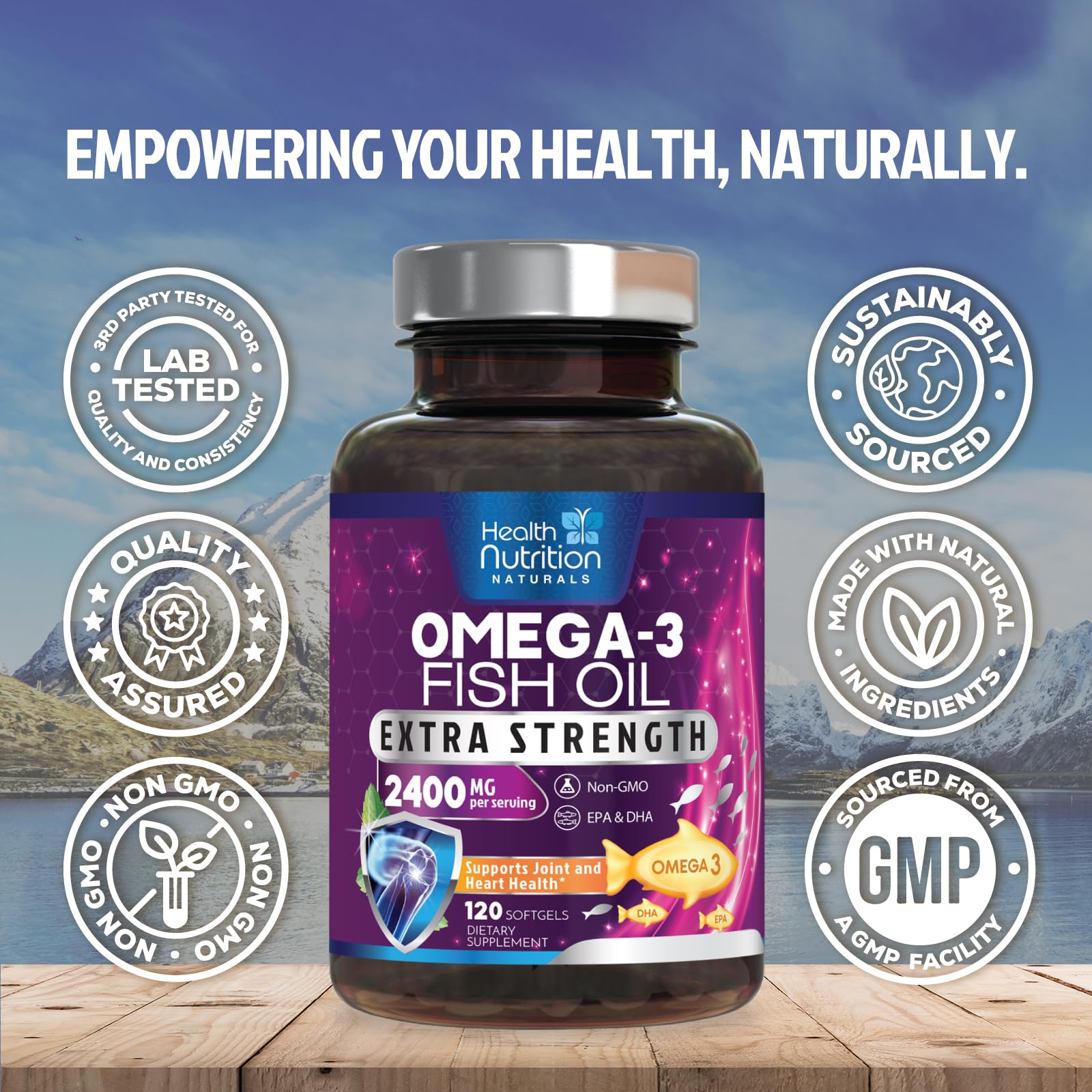 Health Nutrition Naturals grupo de cápsulas sobre mesa transmitiendo frescura y conveniencia