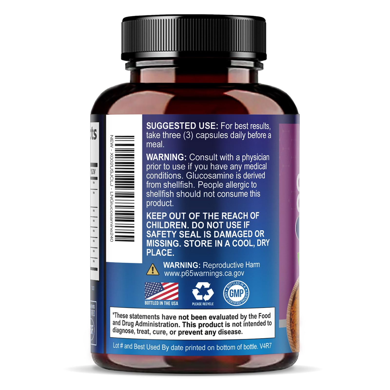 Health Nutrition Naturals comparación de tamaño con mano, guía visual de porción diaria