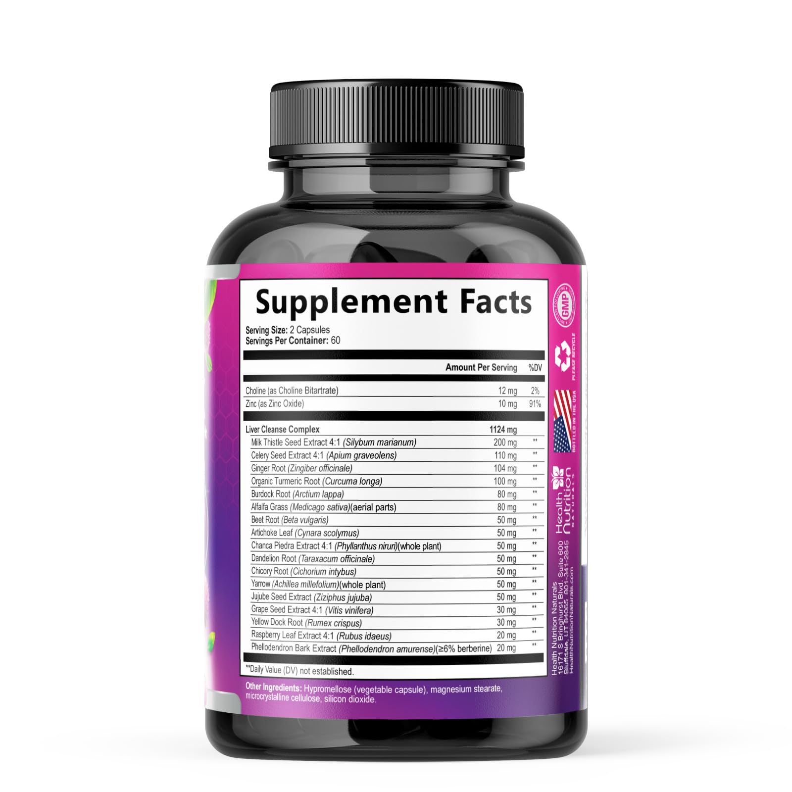 Health Nutrition Naturals empaque con sello cGMP y calidad fabricada en USA