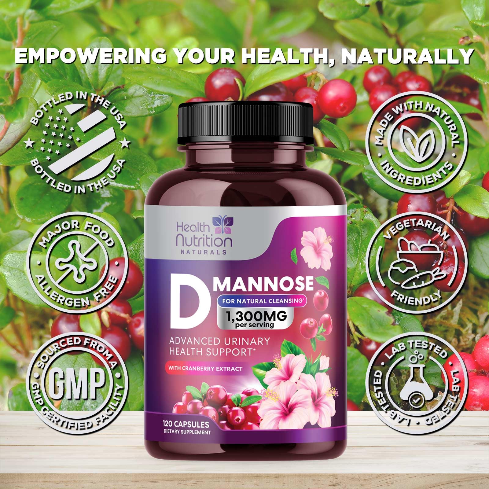 Health Nutrition Naturals etiqueta con ingredientes y pureza