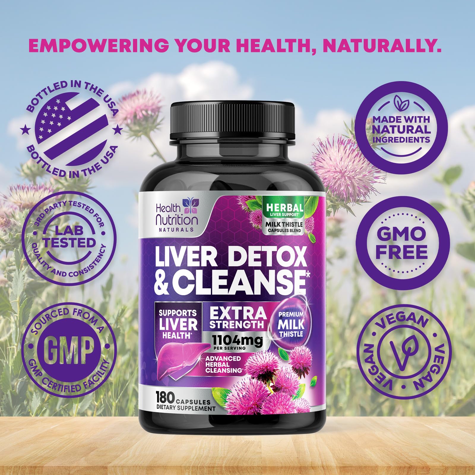Health Nutrition Naturals etiqueta con información nutricional clara y legible