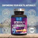 Health Nutrition Naturals etiqueta nutricional muestra EPA y DHA por porción