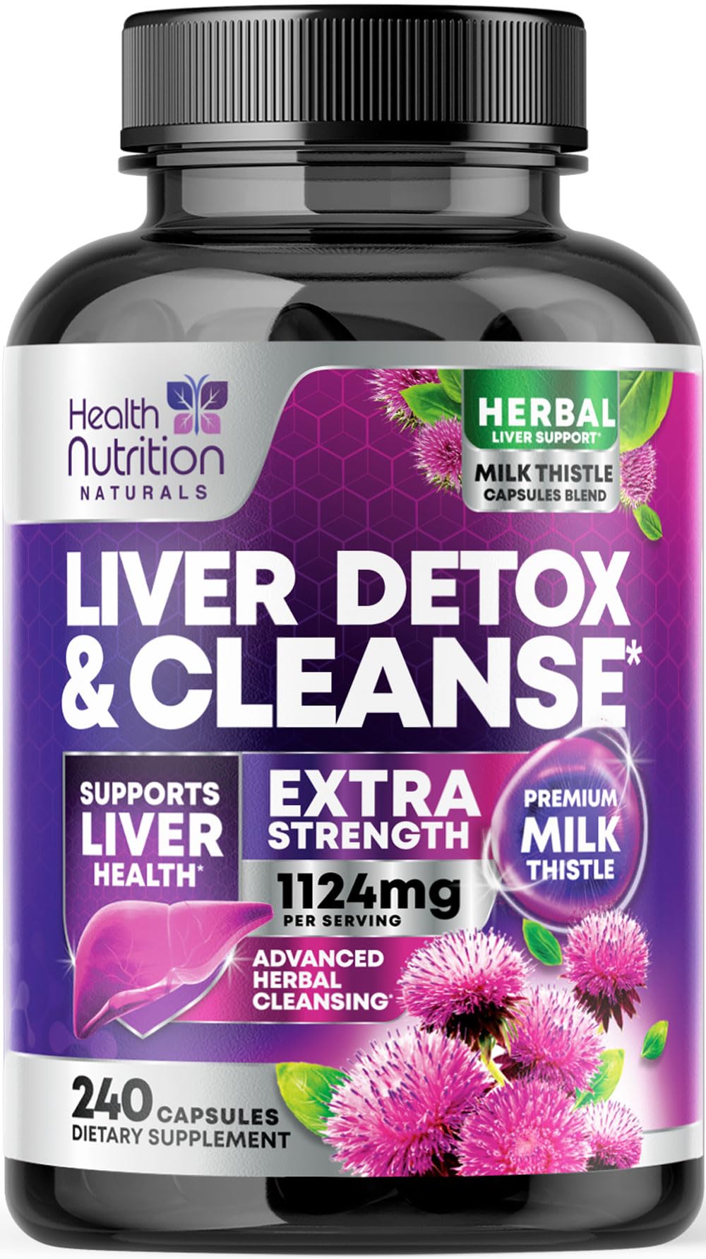 Health Nutrition Naturals frasco frontal mostrando etiqueta y beneficios visibles