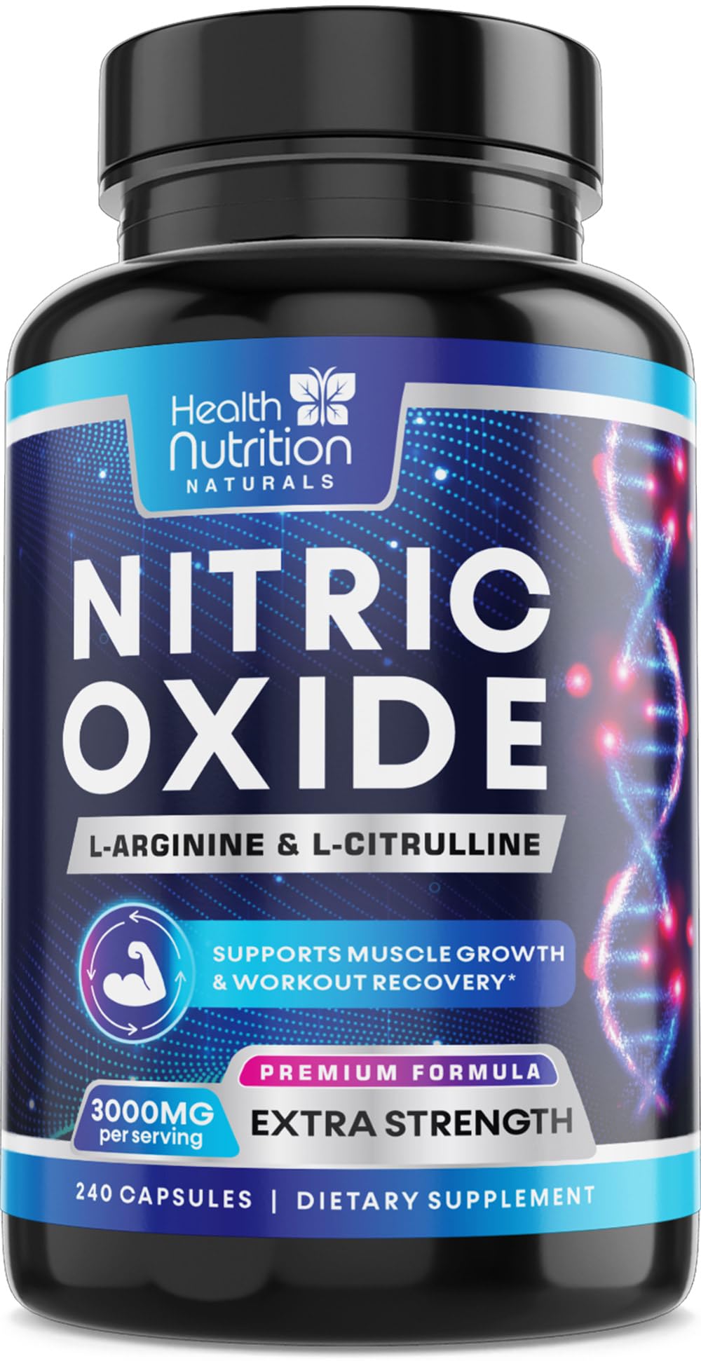 Health Nutrition Naturals frente del envase mostrando 240 cápsulas, claro beneficio de potencia