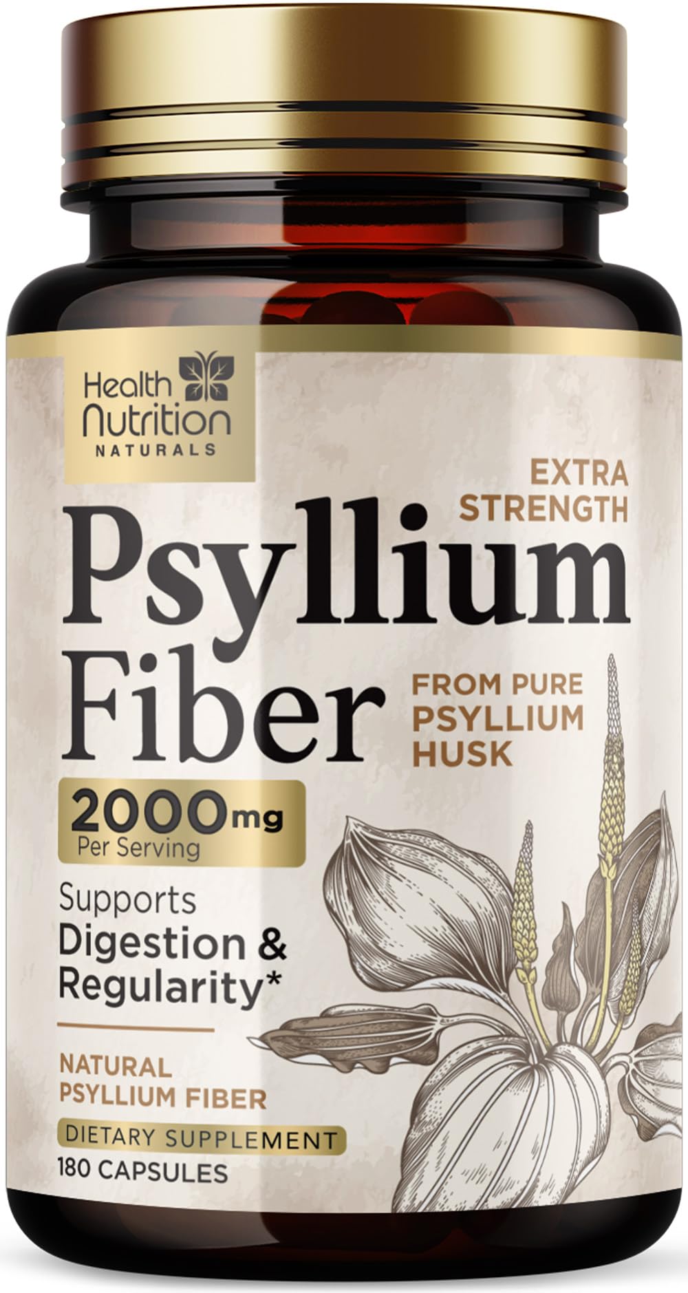 Health Nutrition Naturals botella frontal mostrando etiquetas claras y conveniencia
