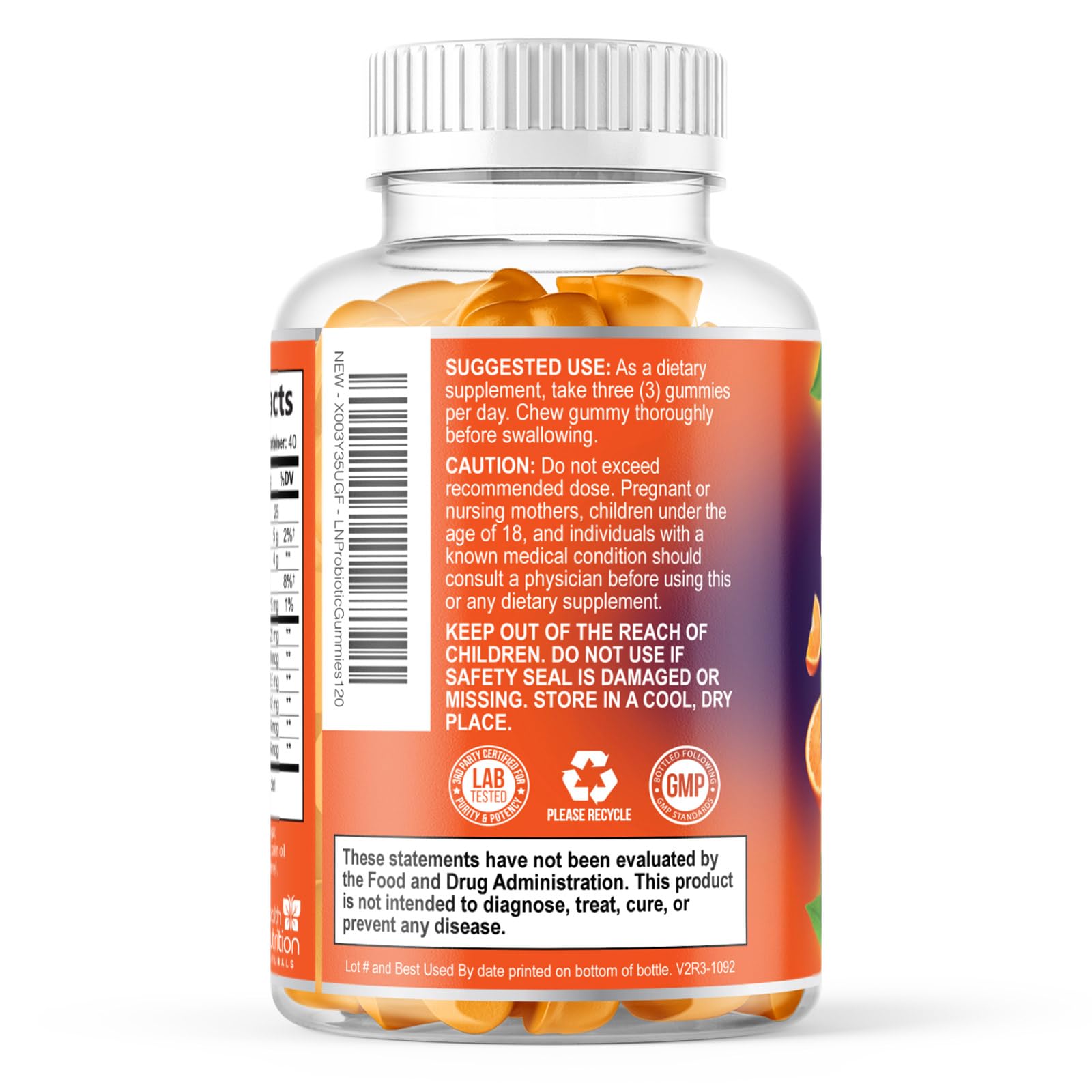 Health Nutrition Naturals primer plano de gomita masticable enfatizando sabor