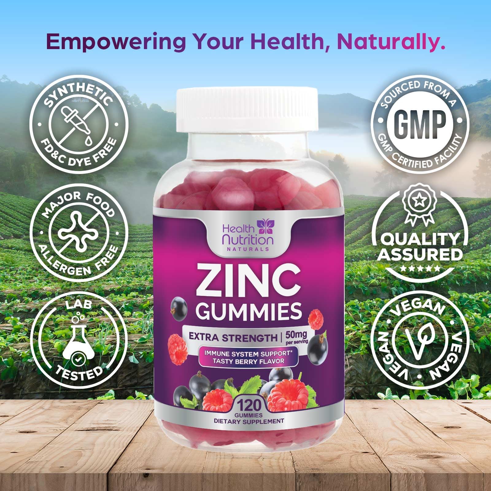 Health Nutrition Naturals varias gomitas dispuestas para apreciar color y presentación