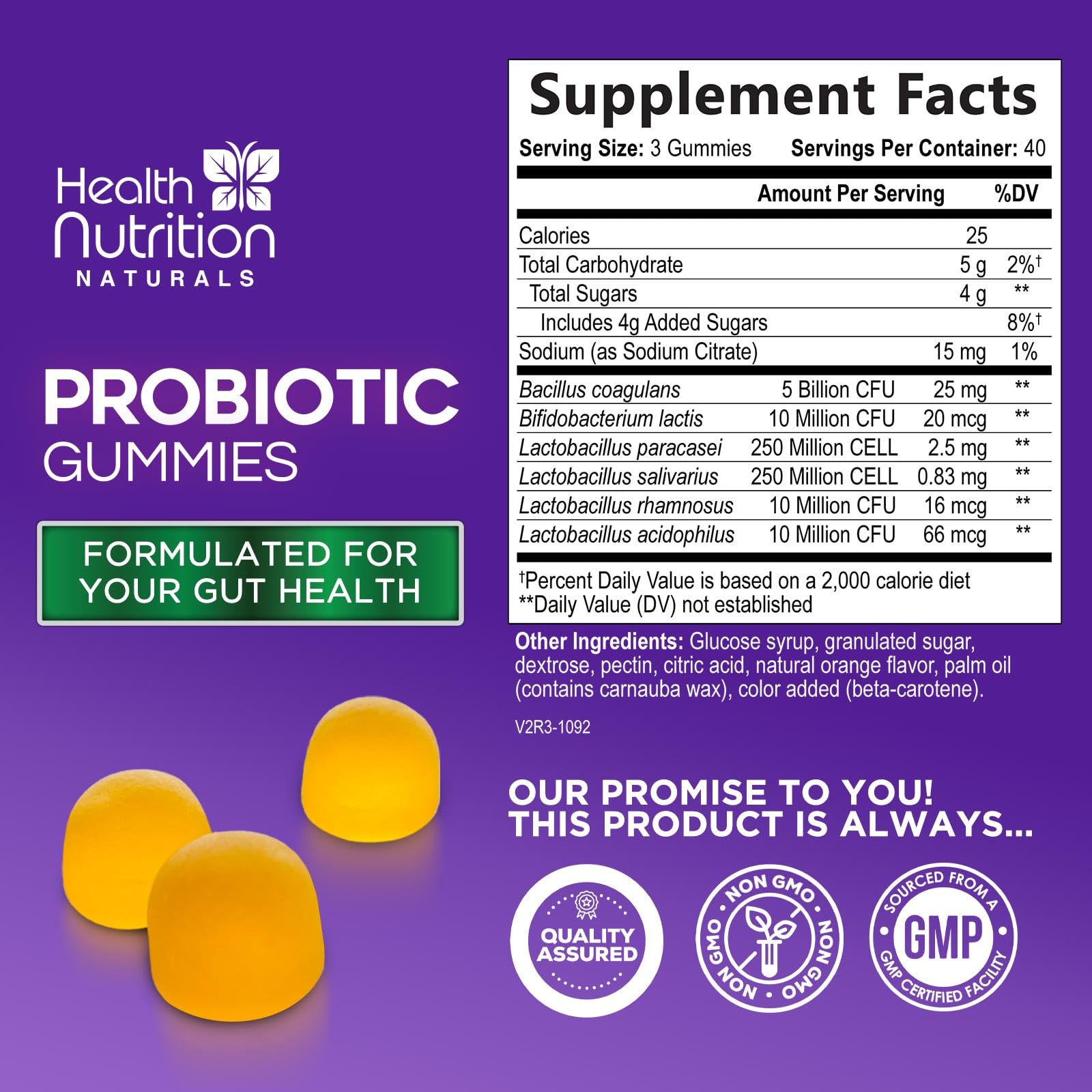 Health Nutrition Naturals detalle de textura de gomitas mostrando aspecto apetecible