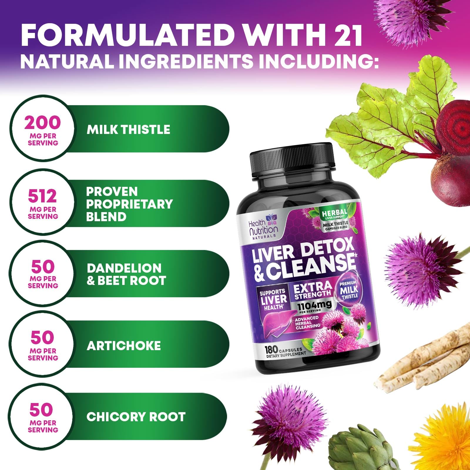 Health Nutrition Naturals ingredientes frescos como alcachofa y remolacha