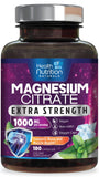 Health Nutrition Naturals frasco frontal del magnesio citrato, presentación clara y segura