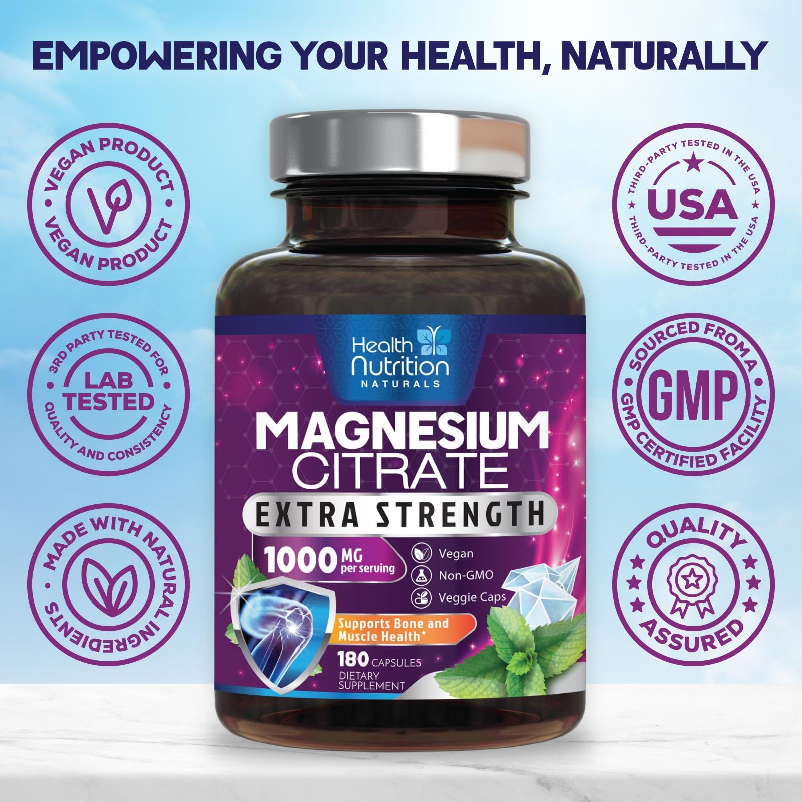 Health Nutrition Naturals cápsulas junto a una regla, compara el tamaño real
