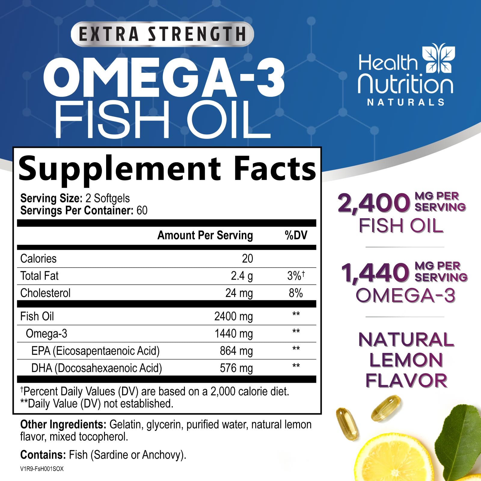 Health Nutrition Naturals detalle de softgel con textura y beneficio de fácil deglución