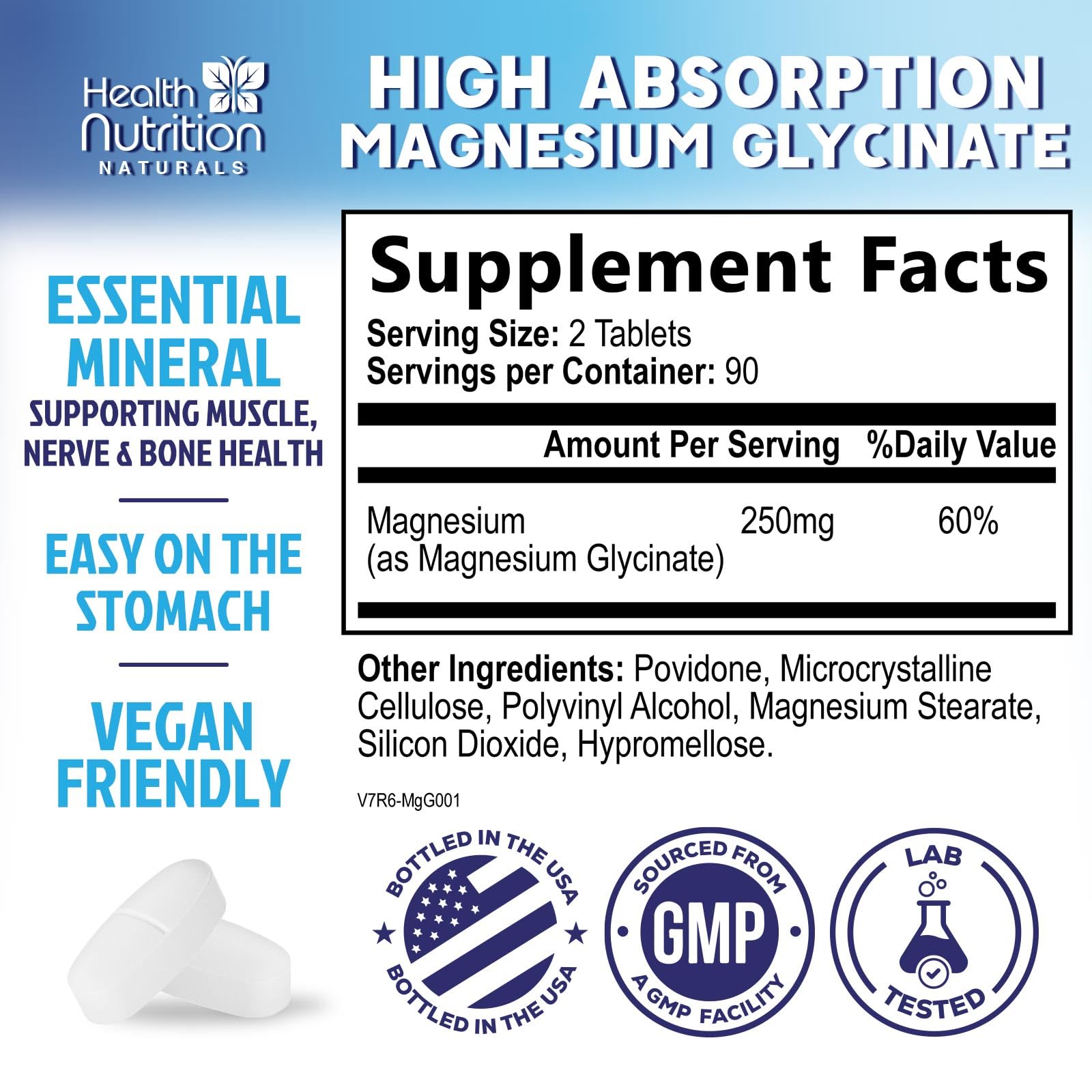 Health Nutrition Naturals tabletas en mano para dosificación fácil y transporte cómodo