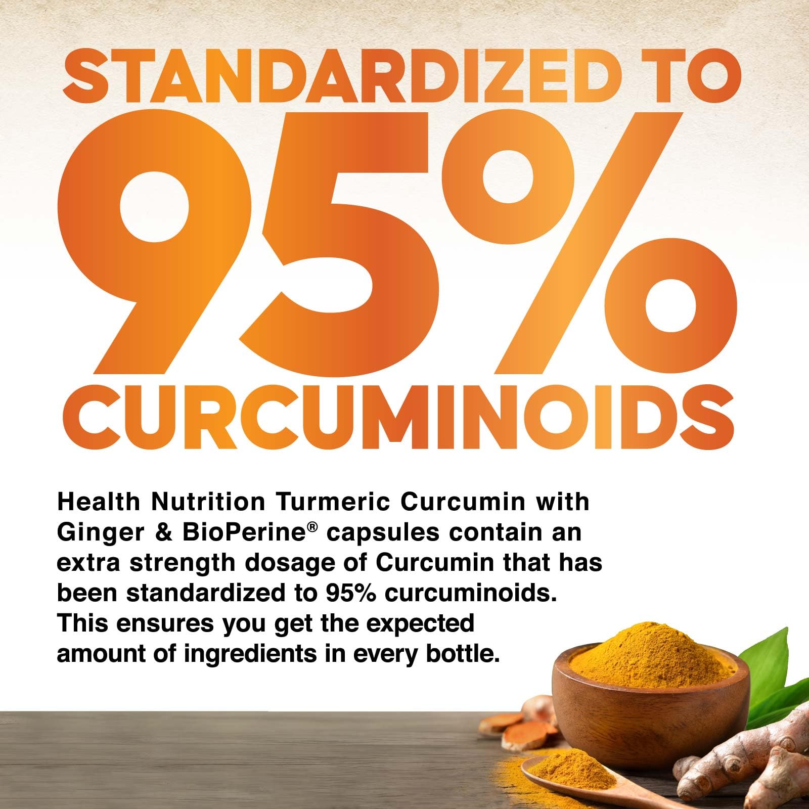 Health Nutrition Naturals etiqueta nutricional enfocada en 95% curcuminoides