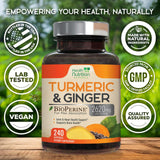 Health Nutrition Naturals cúrcuma y jengibre naturales mostrando ingredientes activos