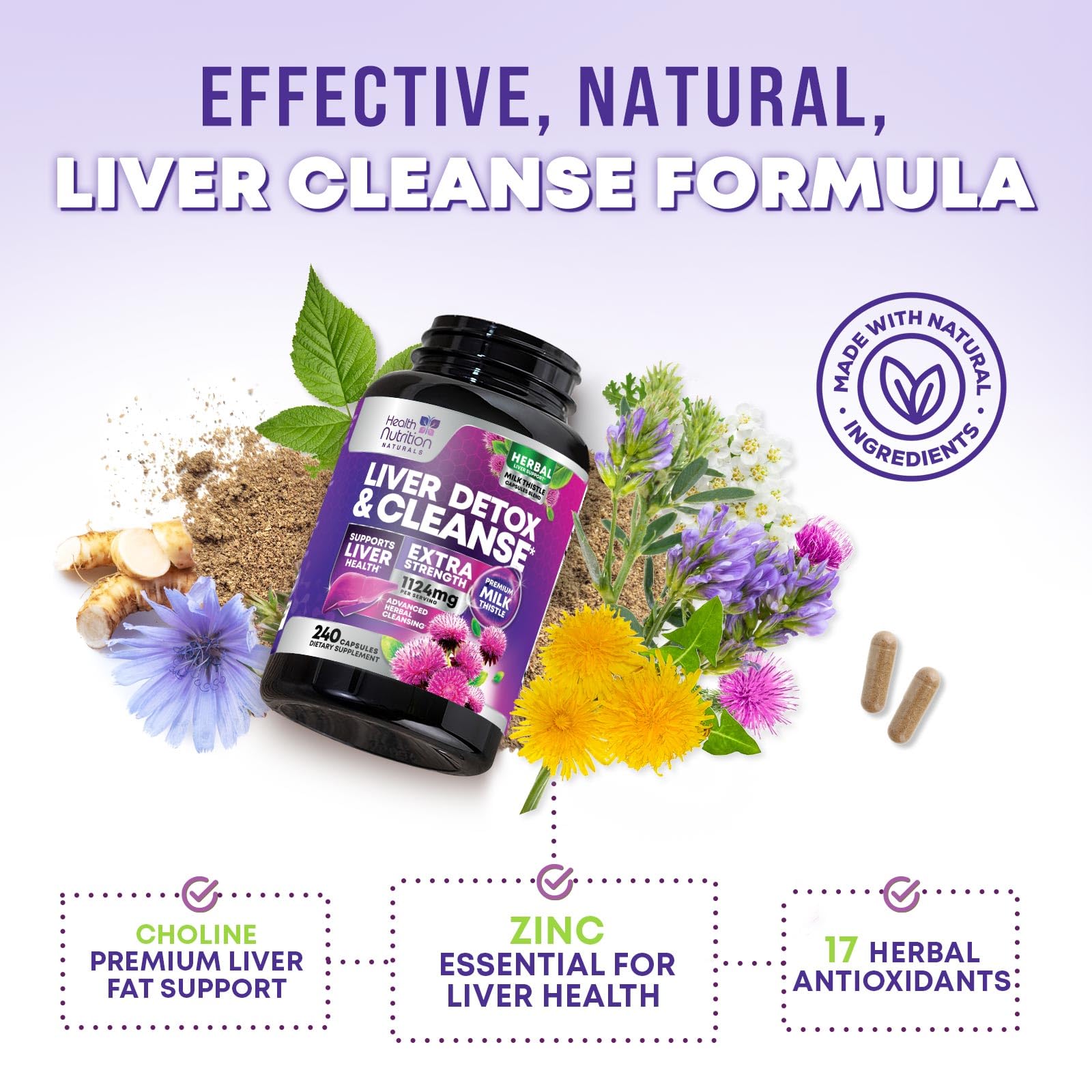 Health Nutrition Naturals cápsulas junto a desayuno saludable para contexto de uso