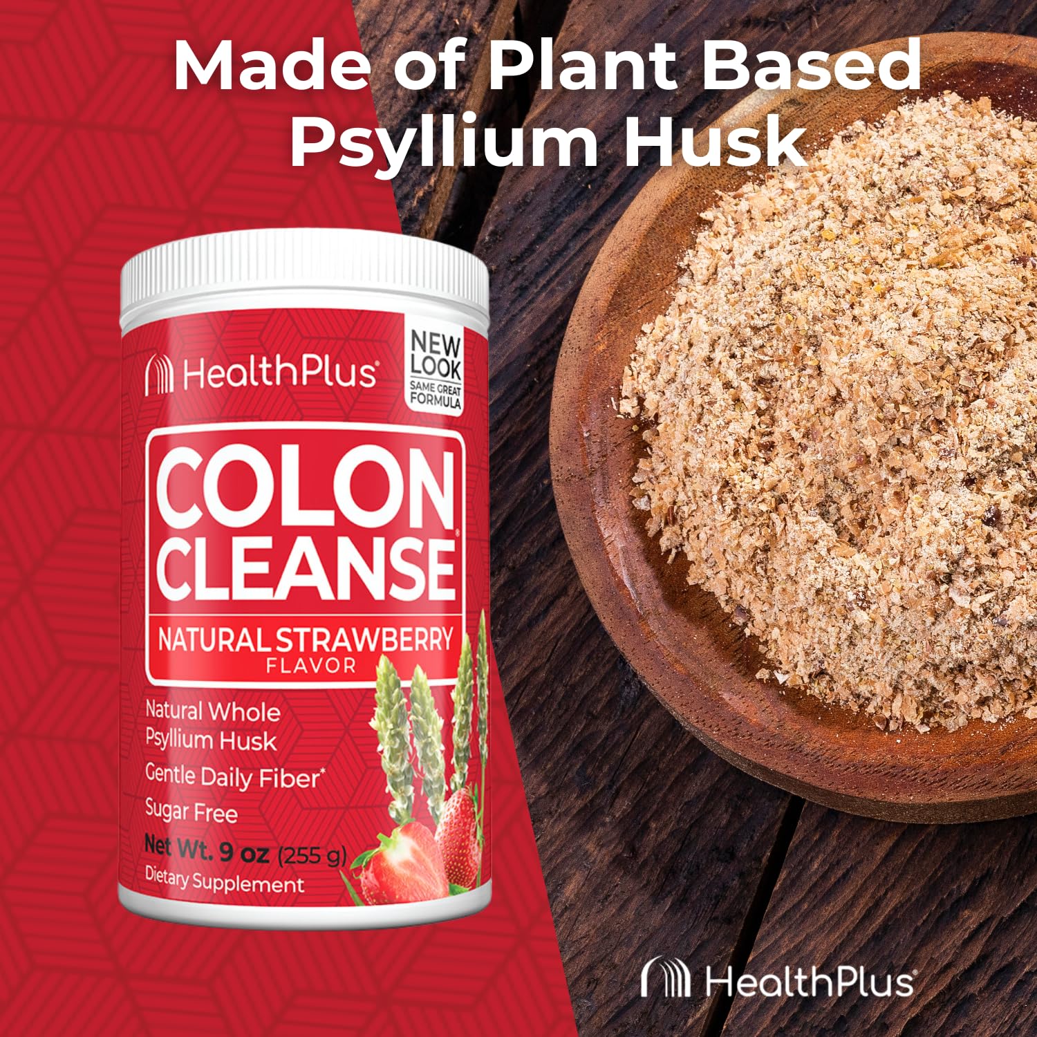 Health Plus vaso con batido de fresa listo para beber