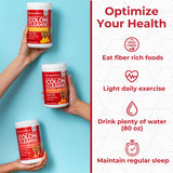 Health Plus etiqueta en close-up con información de psyllium y beneficios
