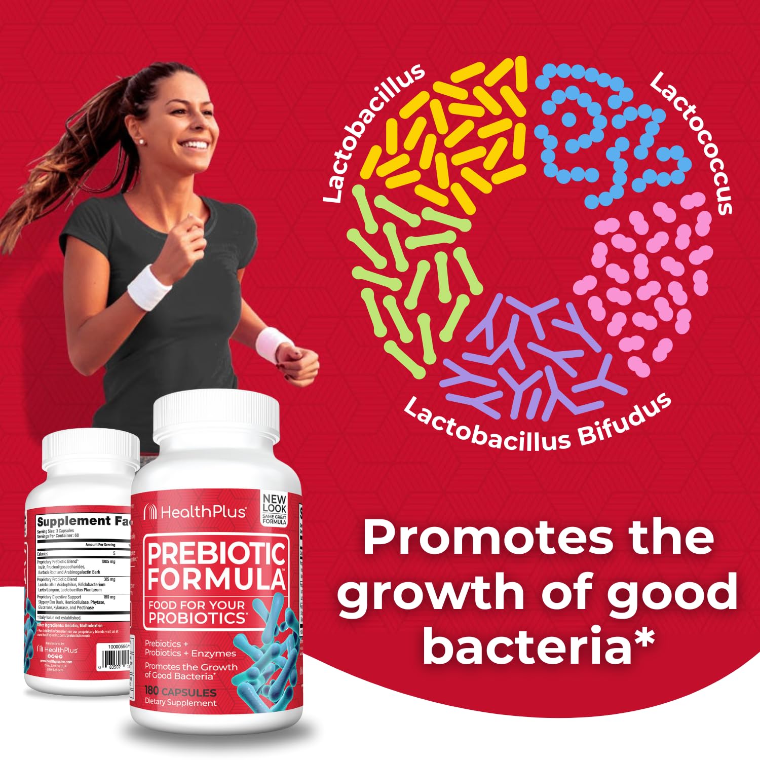 Health Plus envase abierto con cápsulas adentro para inspección del producto