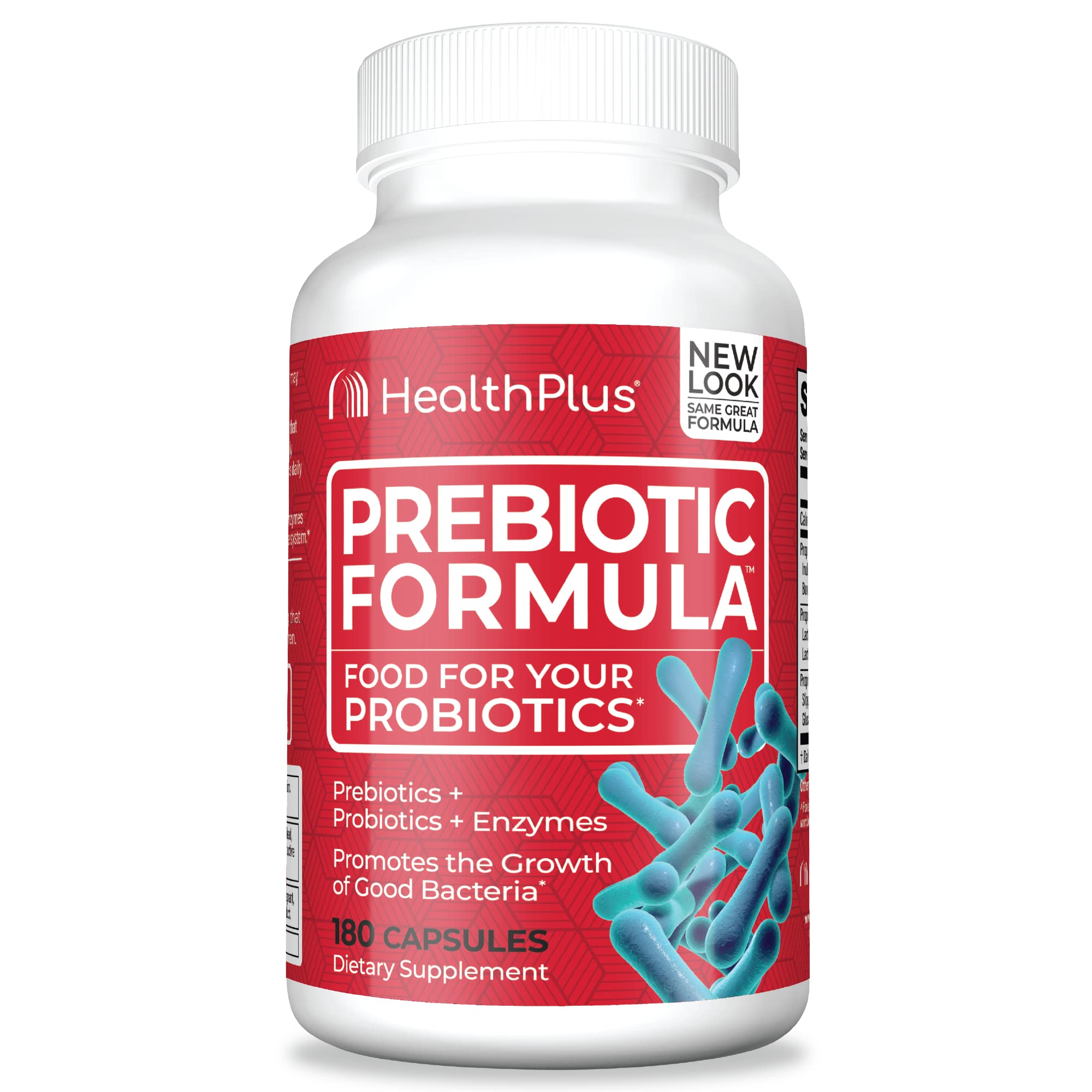 Health Plus envase frontal mostrando 180 cápsulas y beneficios fáciles