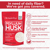 Health Plus cuchara medidora con psyllium, beneficio dosificación precisa