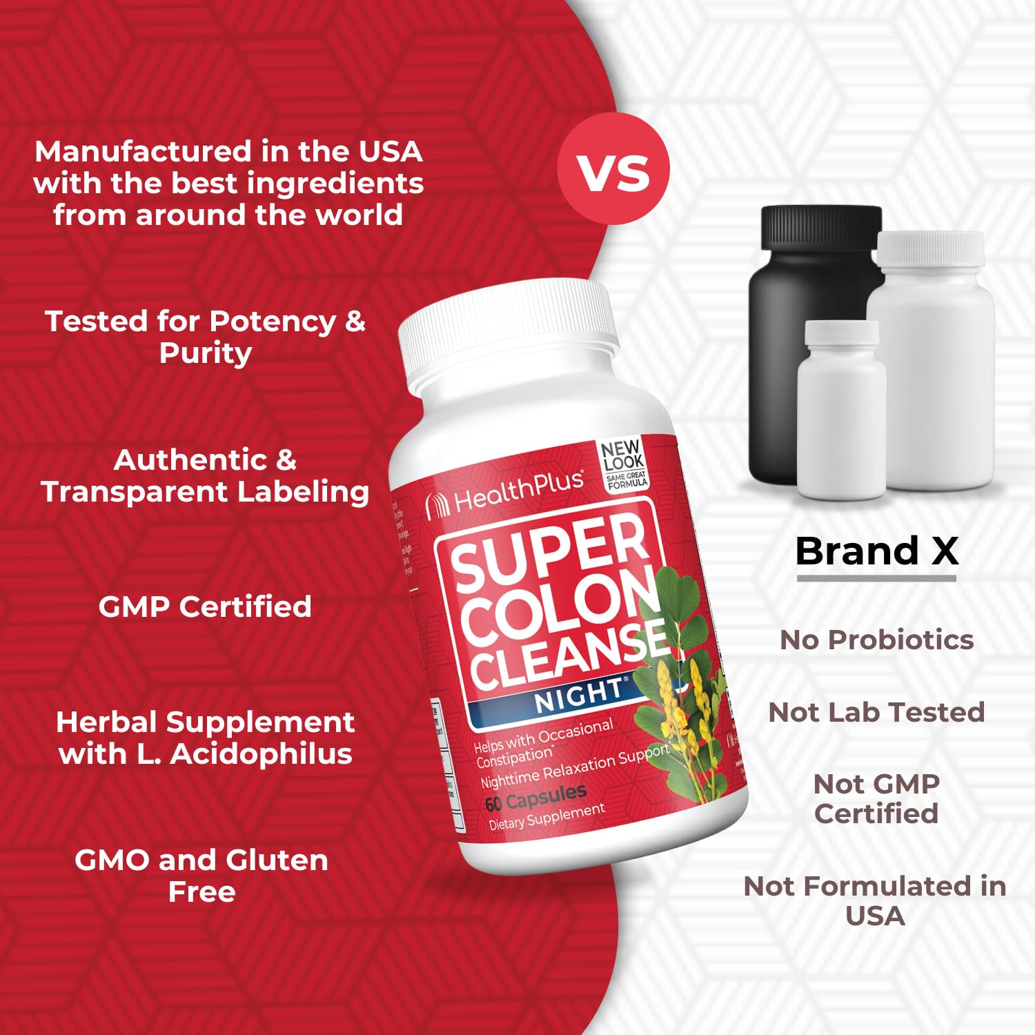 Health Plus etiqueta con lista de ingredientes clara y beneficio informativo