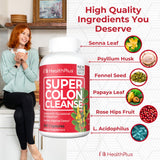 Health Plus cápsulas junto a regla para comparar tamaño y facilidad de toma