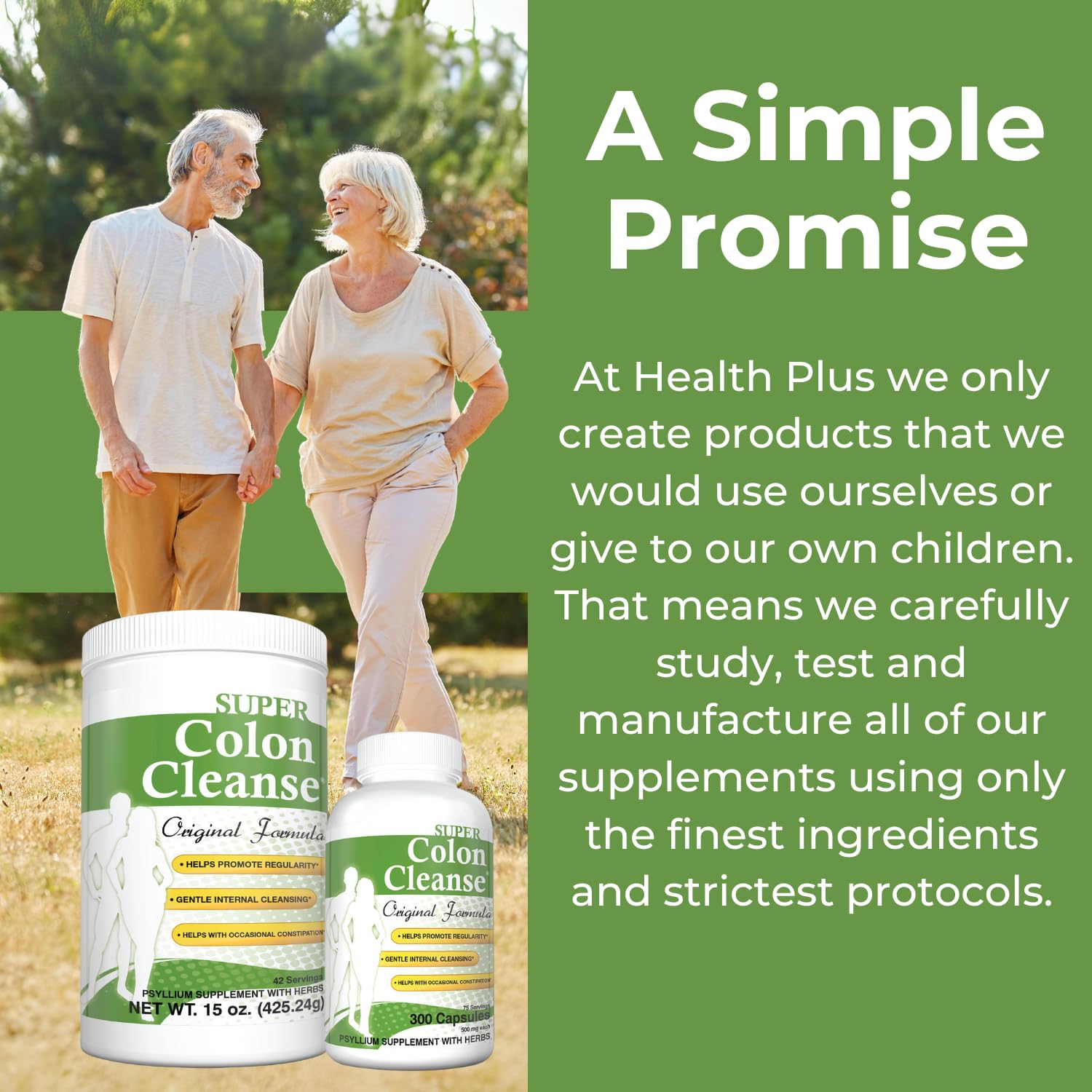 Health Plus comparación de tamaño con taza medidora clara