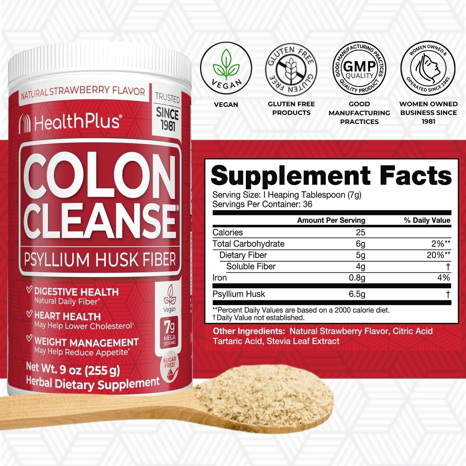Health Plus textura del polvo de psyllium para mezcla fácil