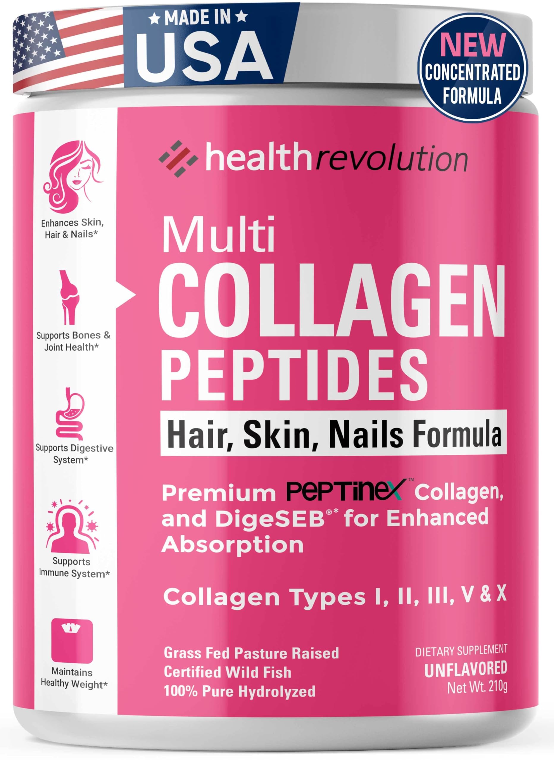 Health Revolution frasco frontal mostrando etiqueta y beneficios visibles