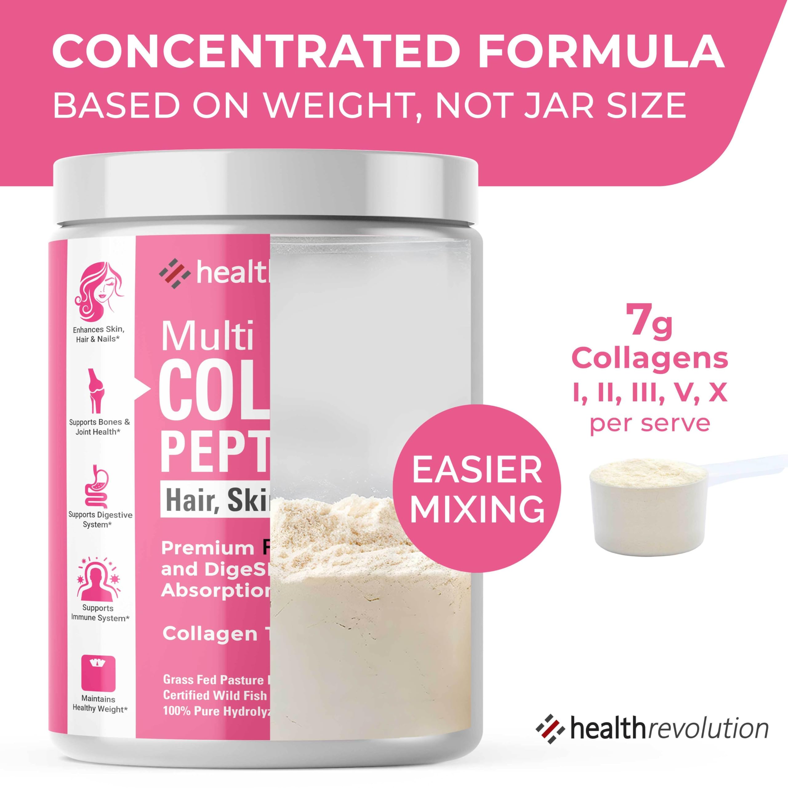 Health Revolution polvo mezclado en vaso listo para beber y absorber rápido
