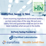 Health Thru Nutrition etiqueta certificada y sellos de calidad
