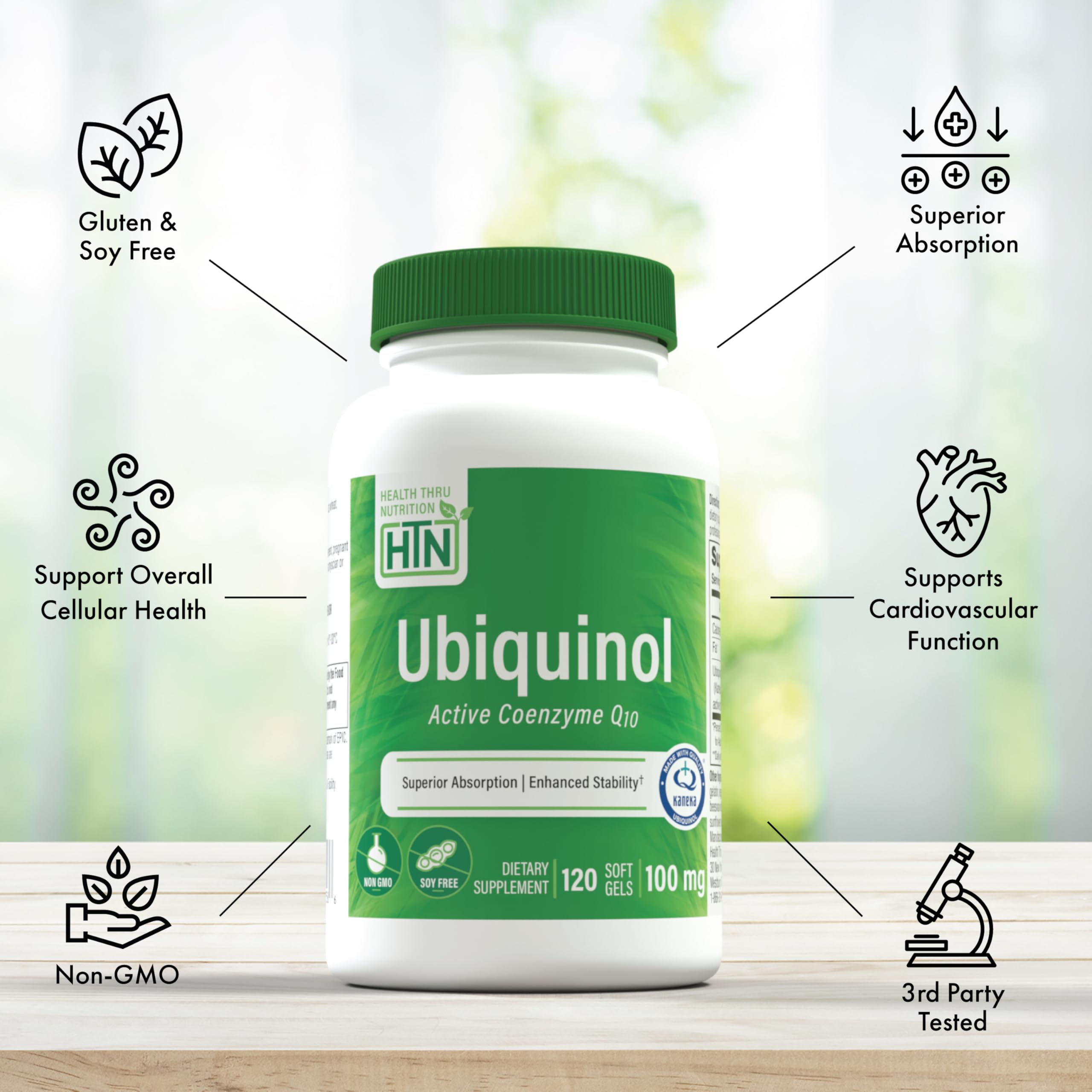 Health Thru Nutrition interior del frasco con 120 cápsulas para suministro prolongado