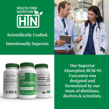 Health Thru Nutrition cápsulas cerca de una regla para comparar tamaño