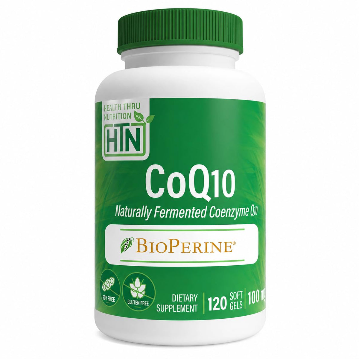 Health Thru Nutrition envase frontal mostrando 120 softgels y beneficio de absorción