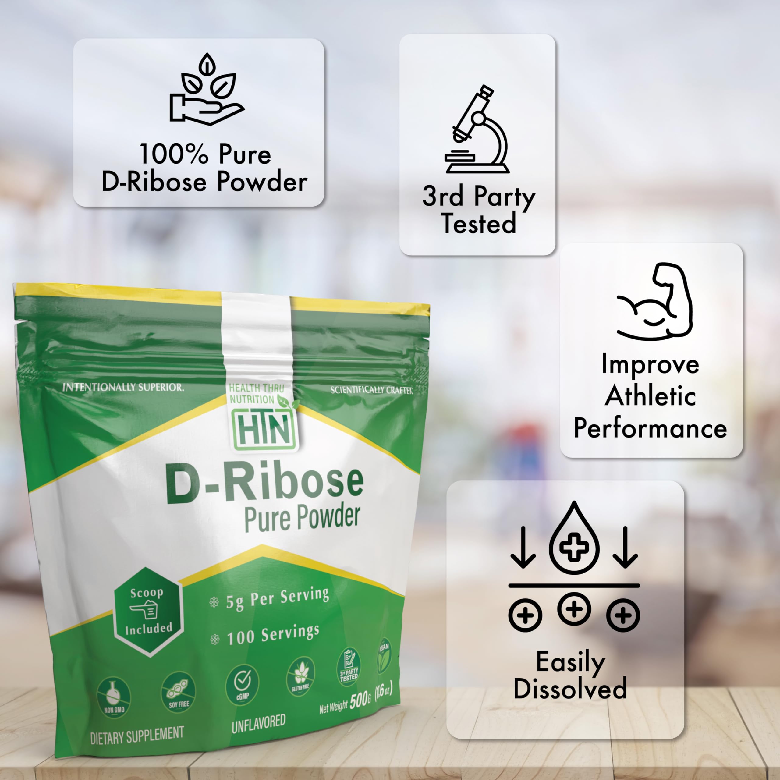 Health Thru Nutrition cucharilla con 5 g de D-Ribosa para dosificación precisa