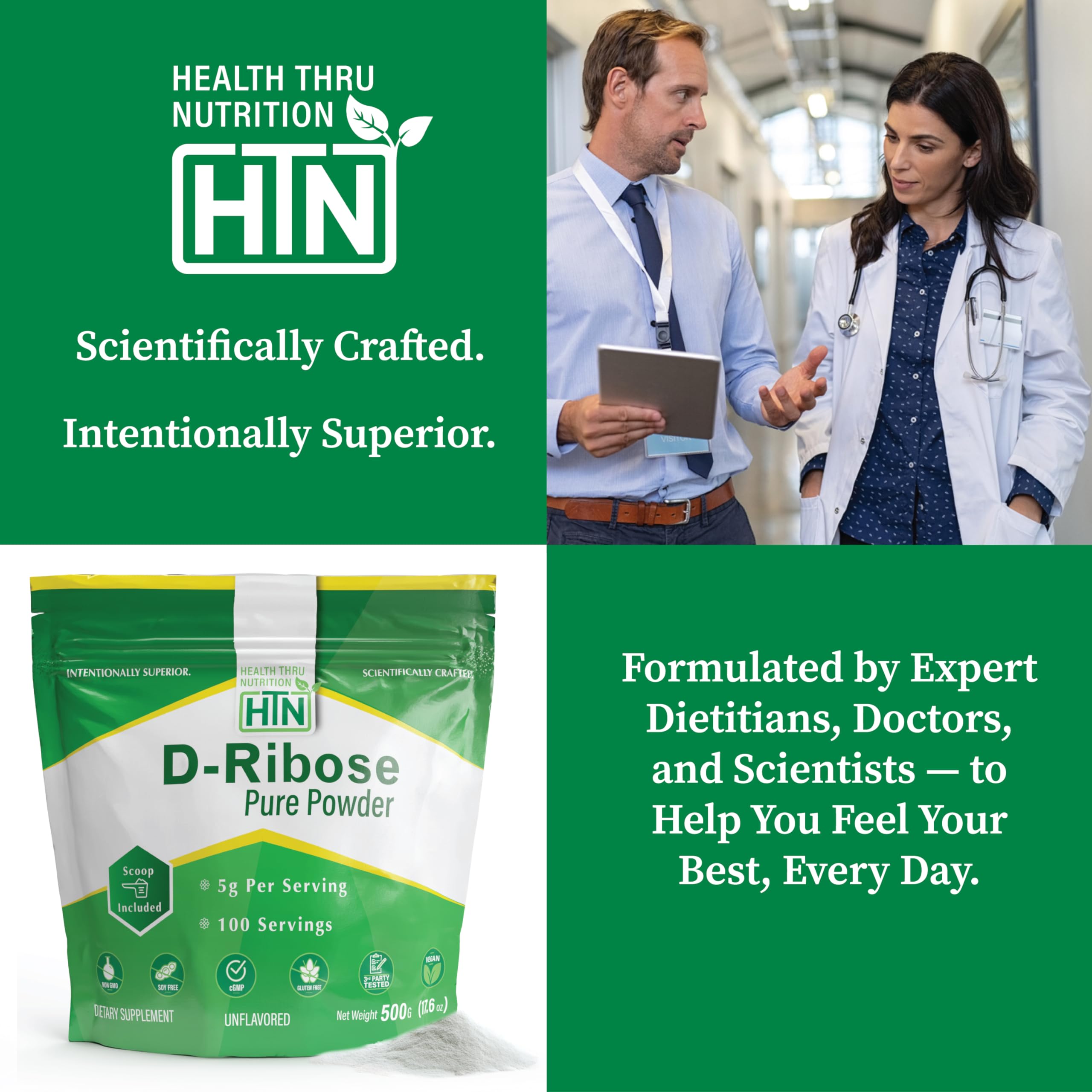 Health Thru Nutrition batido deportivo con D-Ribosa en uso para recuperación