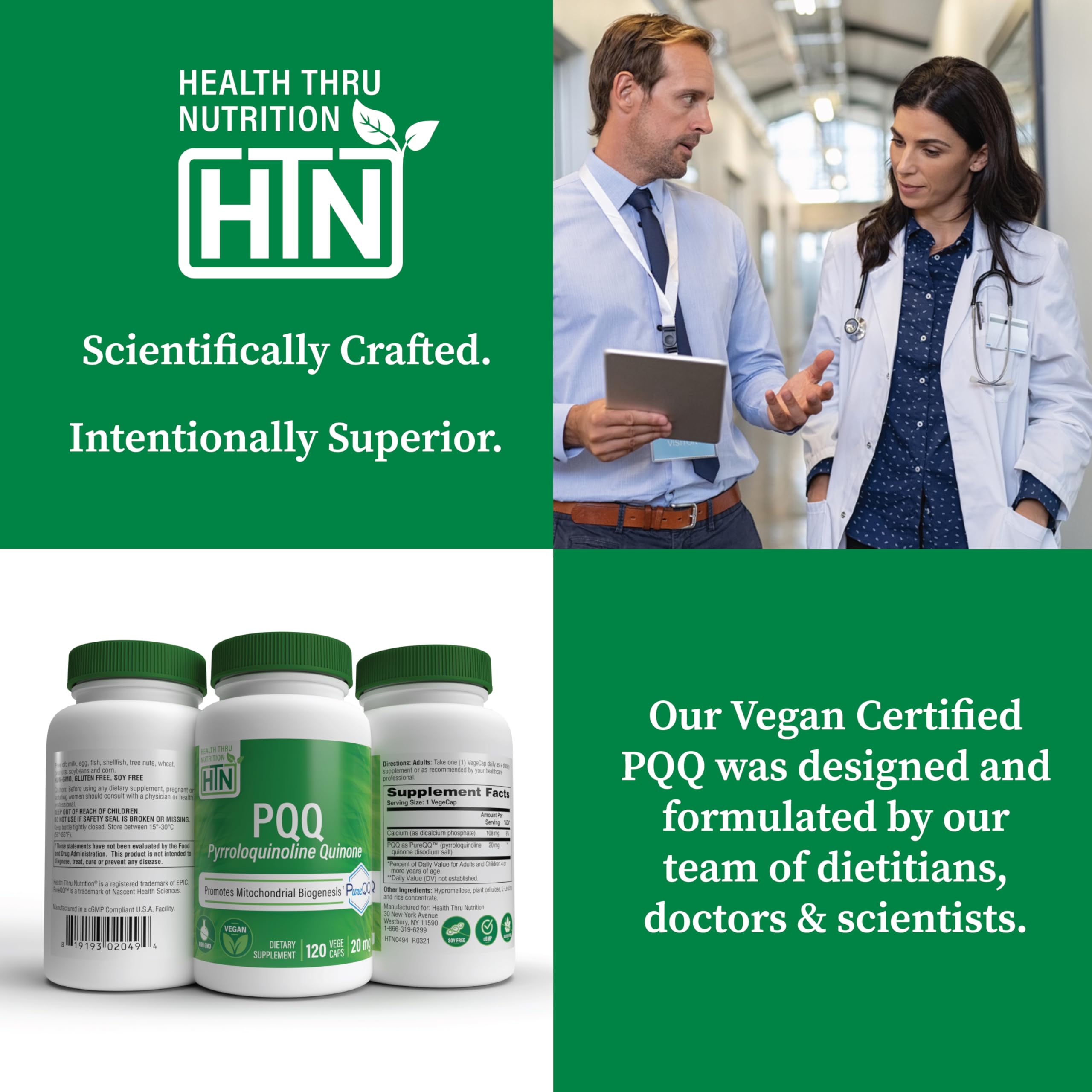 Health Thru Nutrition botella abierta con cápsulas lista para uso diario