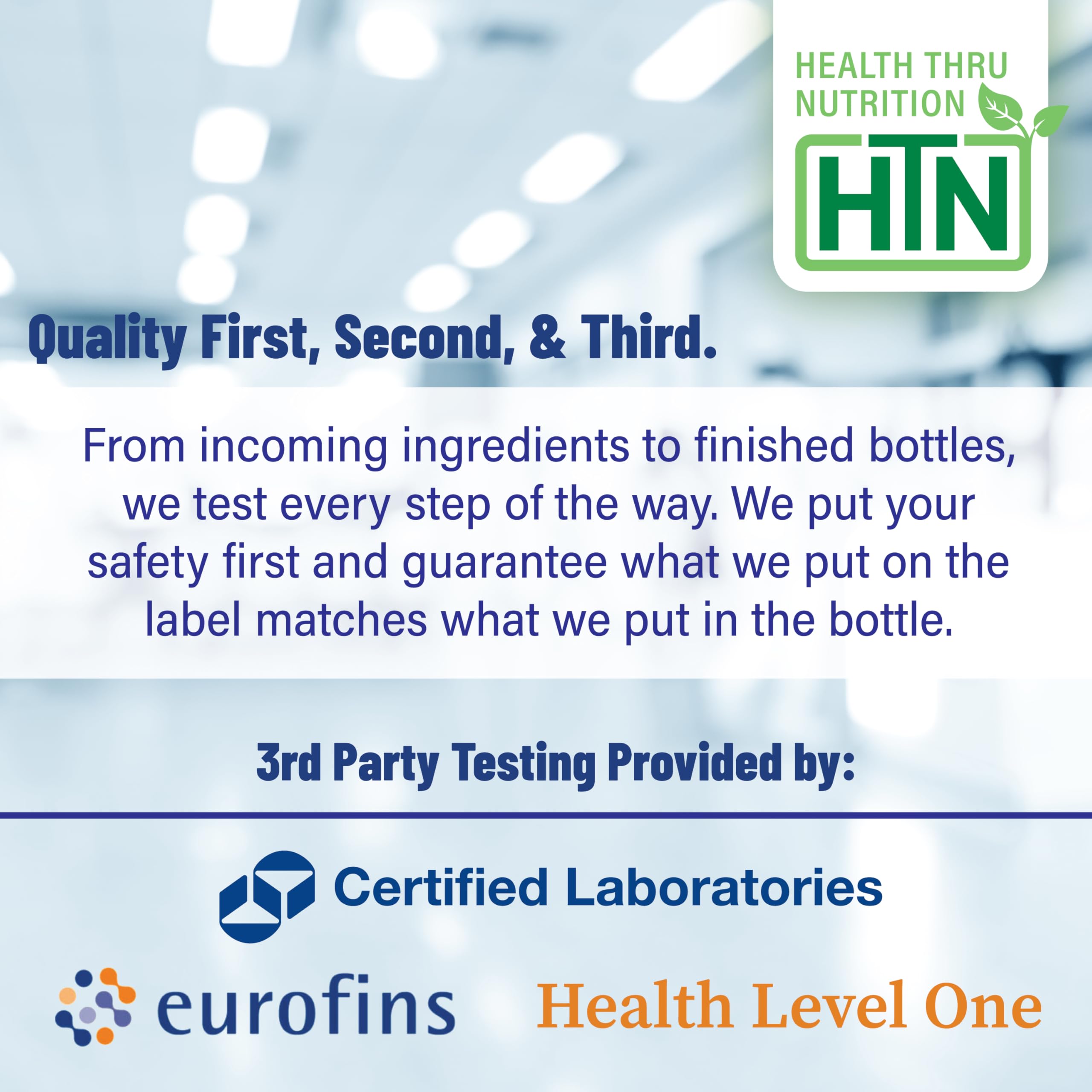 Health Thru Nutrition etiqueta con ingredientes indicando transparencia