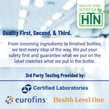 Health Thru Nutrition frasco abierto con 100 softgels para almacenamiento
