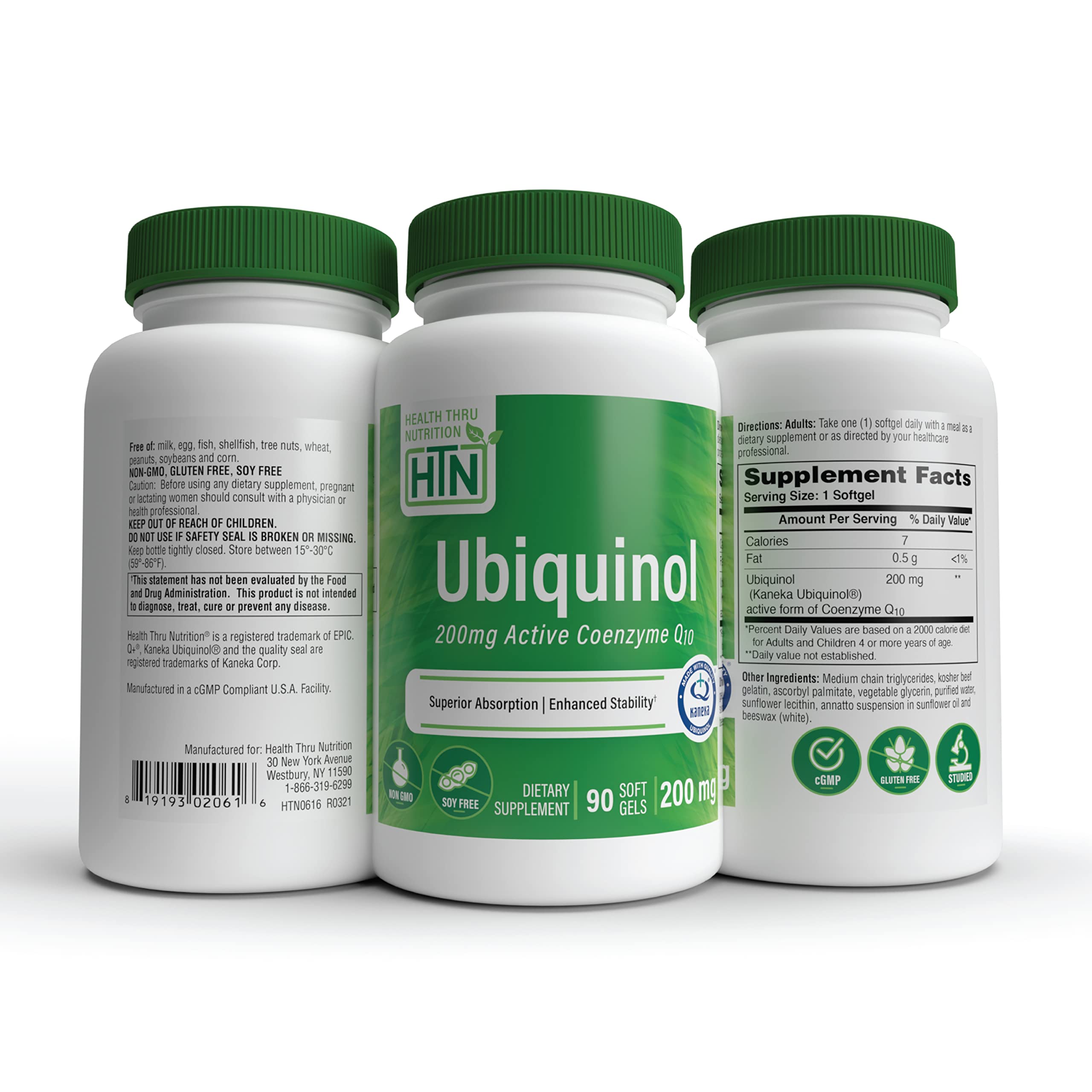 Health Thru Nutrition frasco abierto con softgels para visualizar cantidad útil