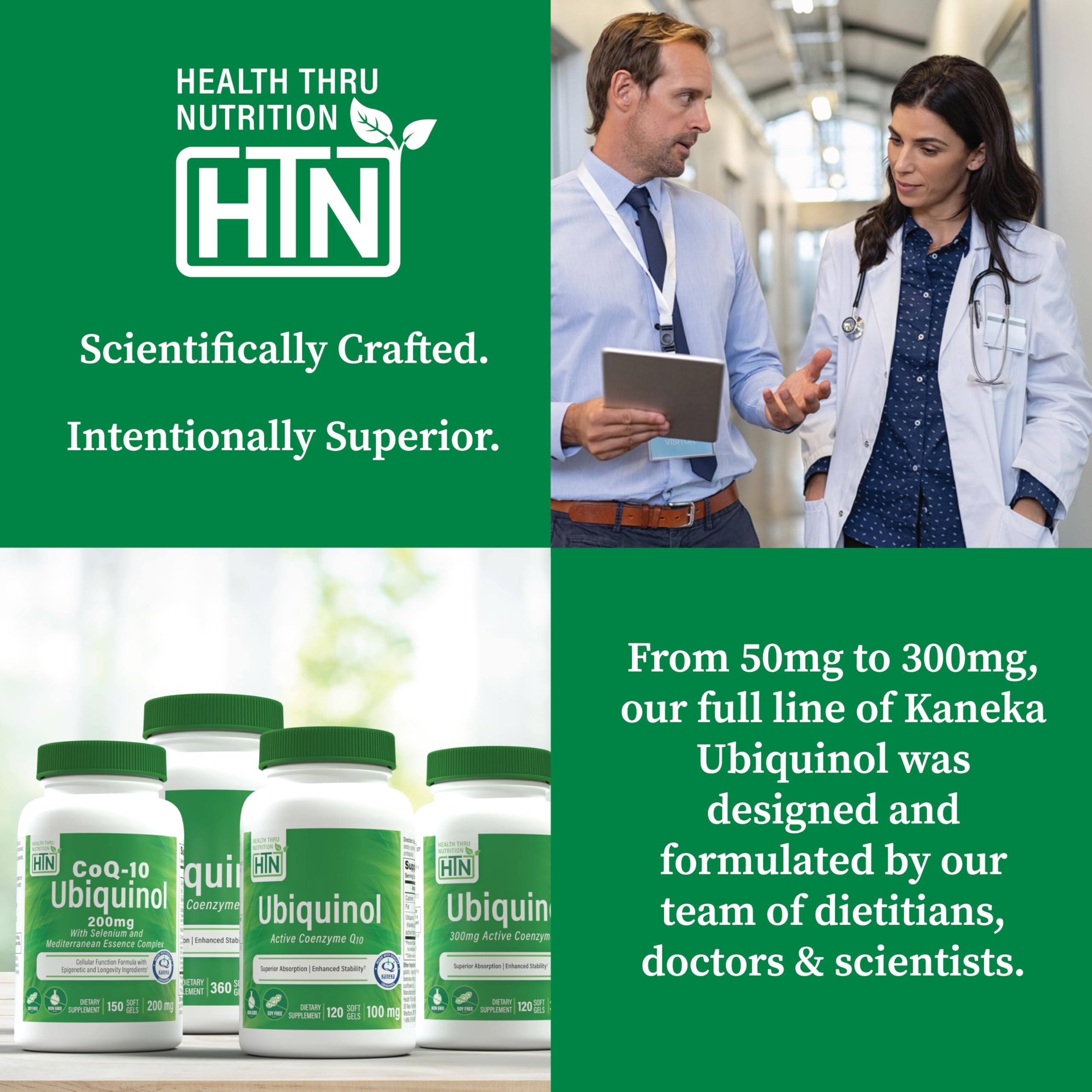 Health Thru Nutrition envase abierto con softgels visibles para almacenamiento seguro