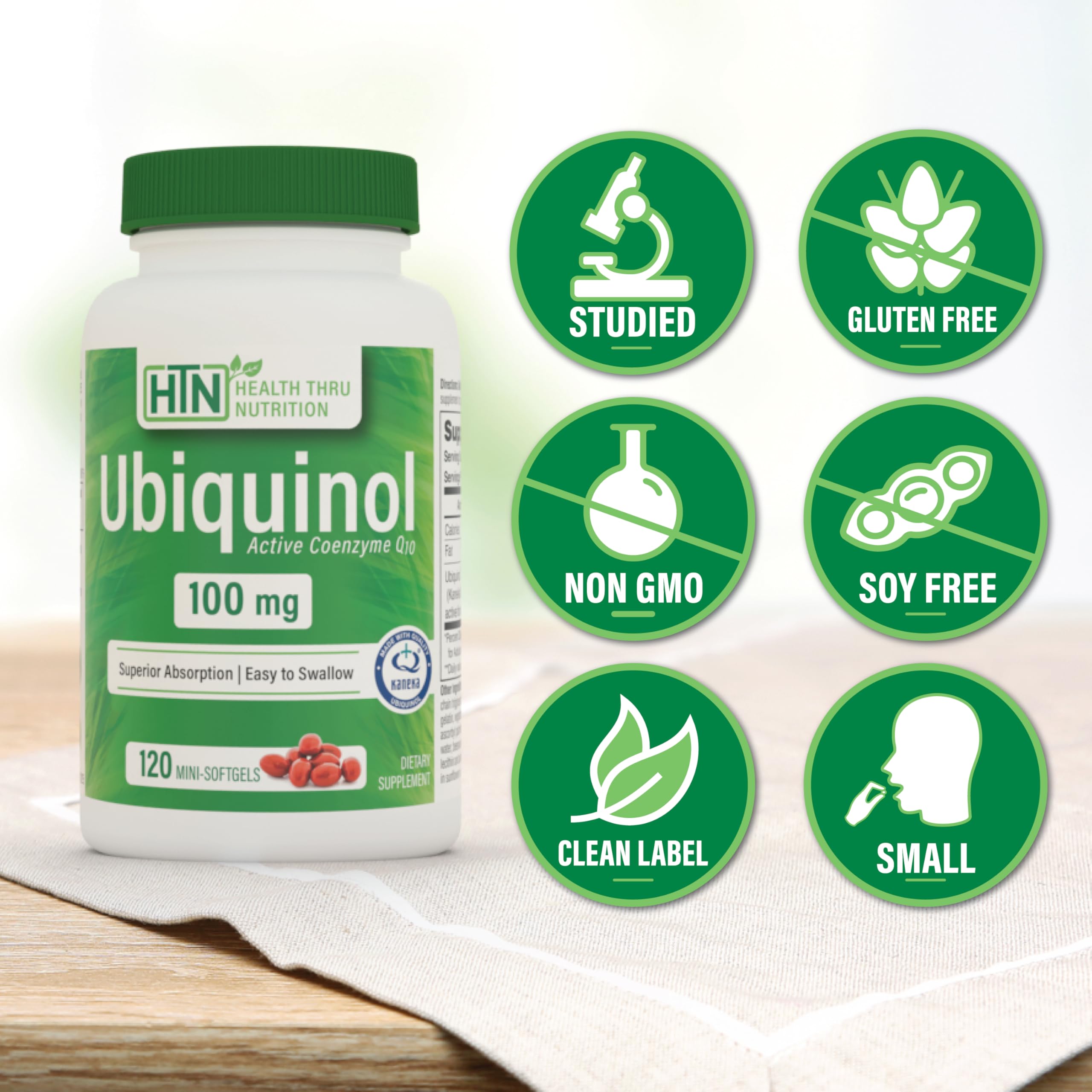 Health Thru Nutrition vista interior del aceite en softgel que sugiere alta absorción