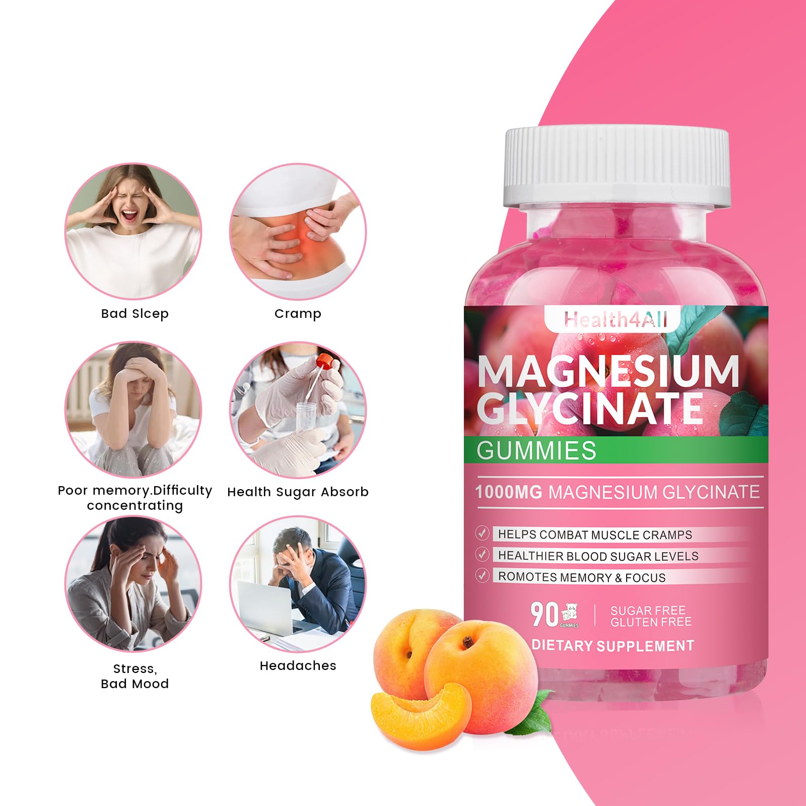 Health4All etiqueta de ingredientes con magnesio, potasio y vitaminas visibles
