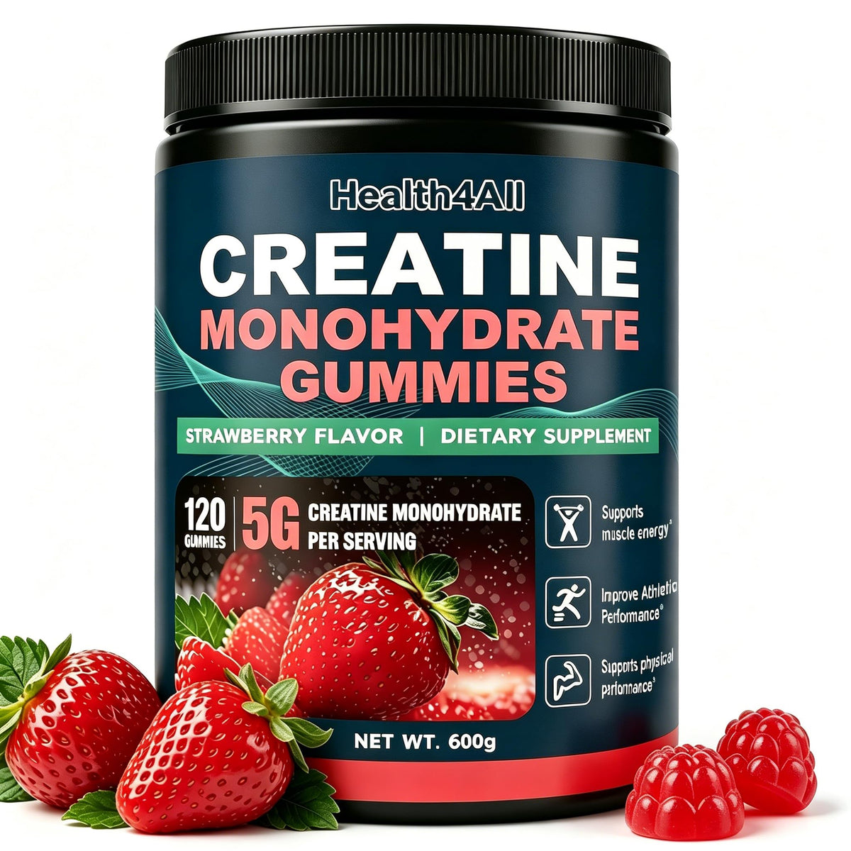 Health4All frente del envase mostrando gominolas y dosis clara