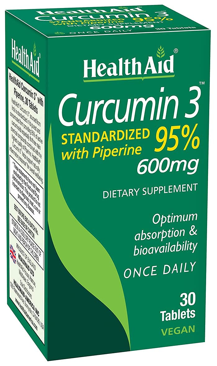 HealthAid Curcumin Complex imagen frontal del envase, claridad y confianza