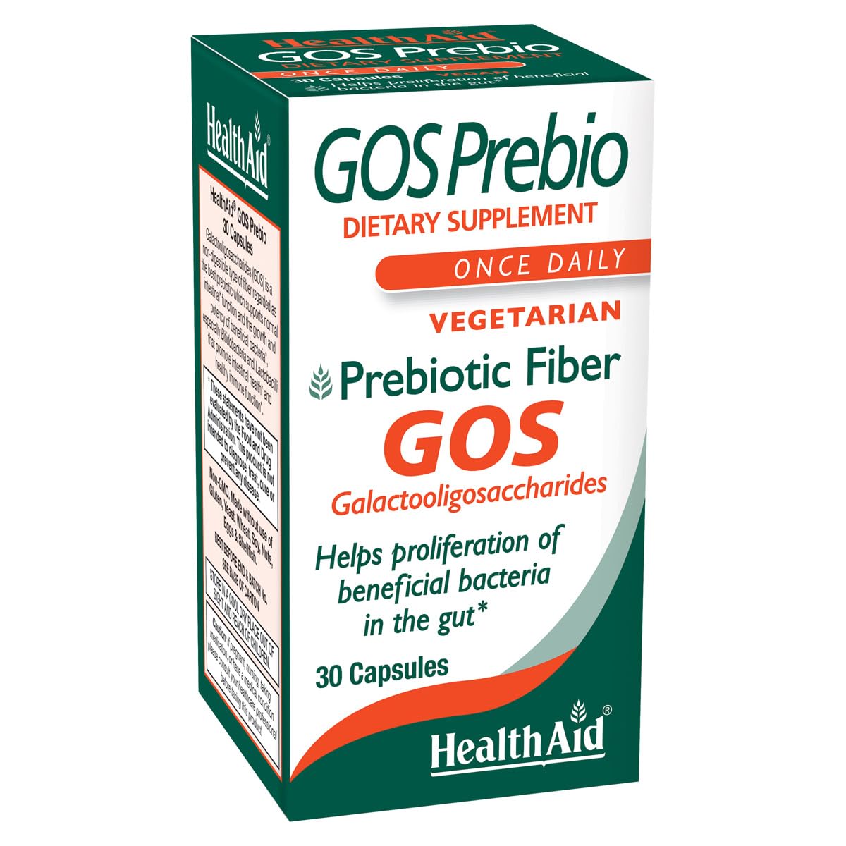 HealthAid frasco frontal con etiqueta clara y beneficios de GOSPrebio