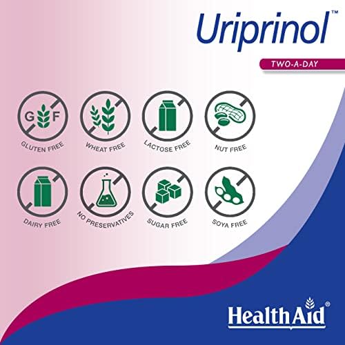HealthAid Uriprinol tableta junto a vaso de agua demostrando facilidad de toma