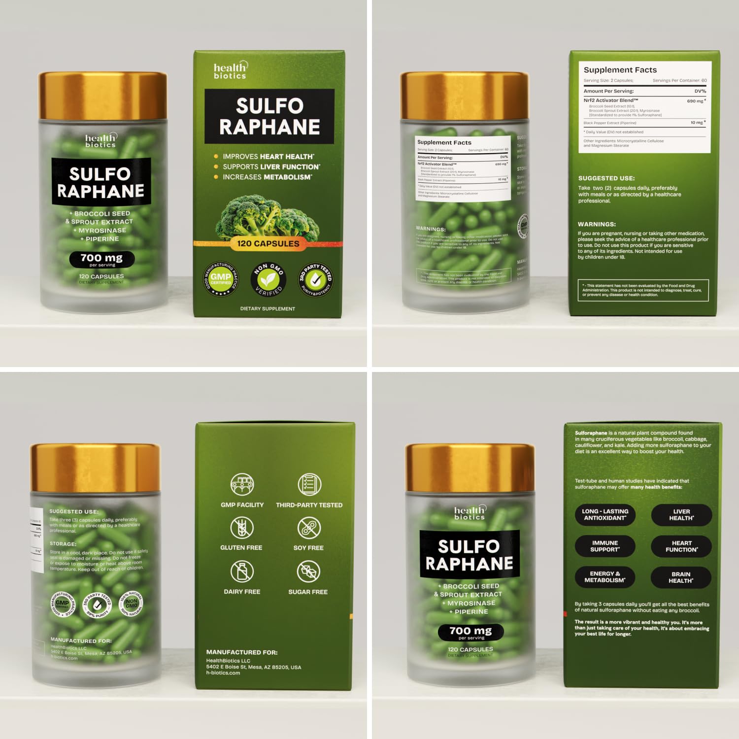 Healthbiotics cápsula junto a vaso de agua lista para tomar, confort y conveniencia
