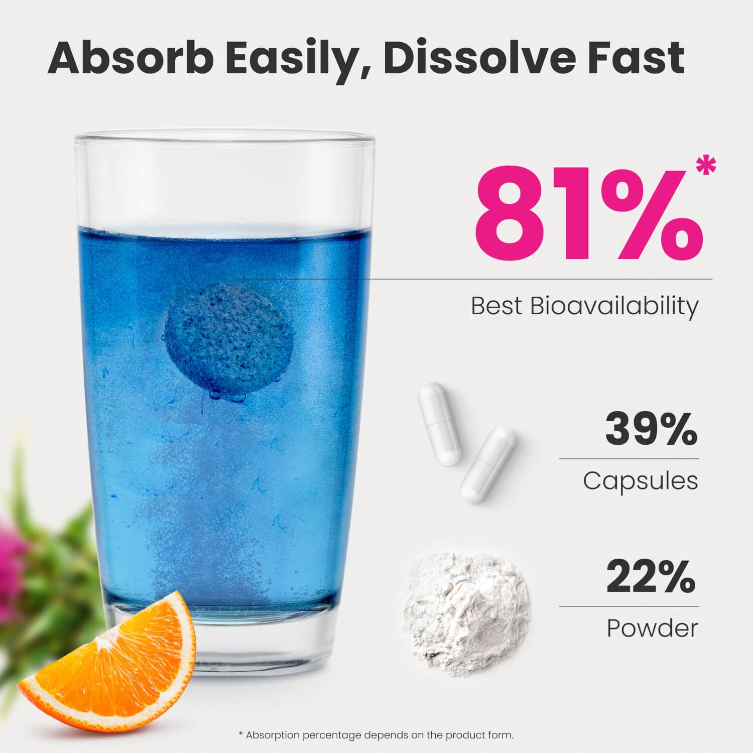 Healthbiotics NoMoreDrinks tabletas cerca que muestran forma y tamaño prácticos